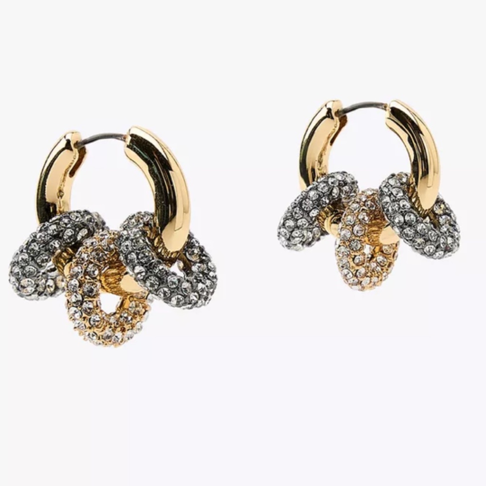 Zara Gold Combined Sparkly Hoop earrings